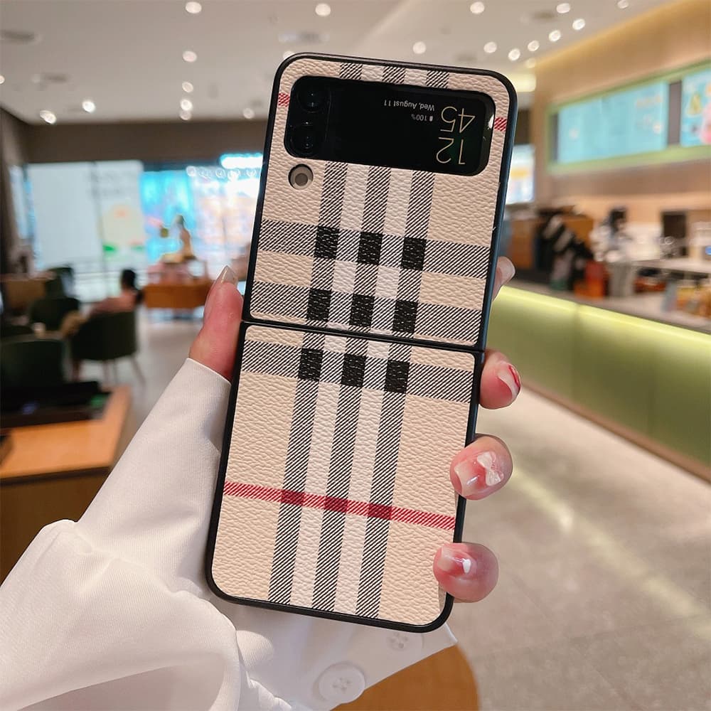 Burberry Vintage Check Leather Samsung Galaxy Z Flip Fold Case