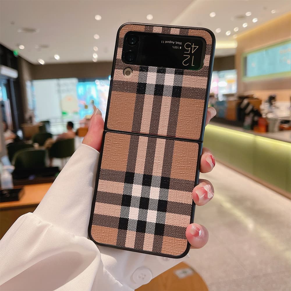 Burberry Vintage Check Leather Samsung Galaxy Z Flip Fold Case