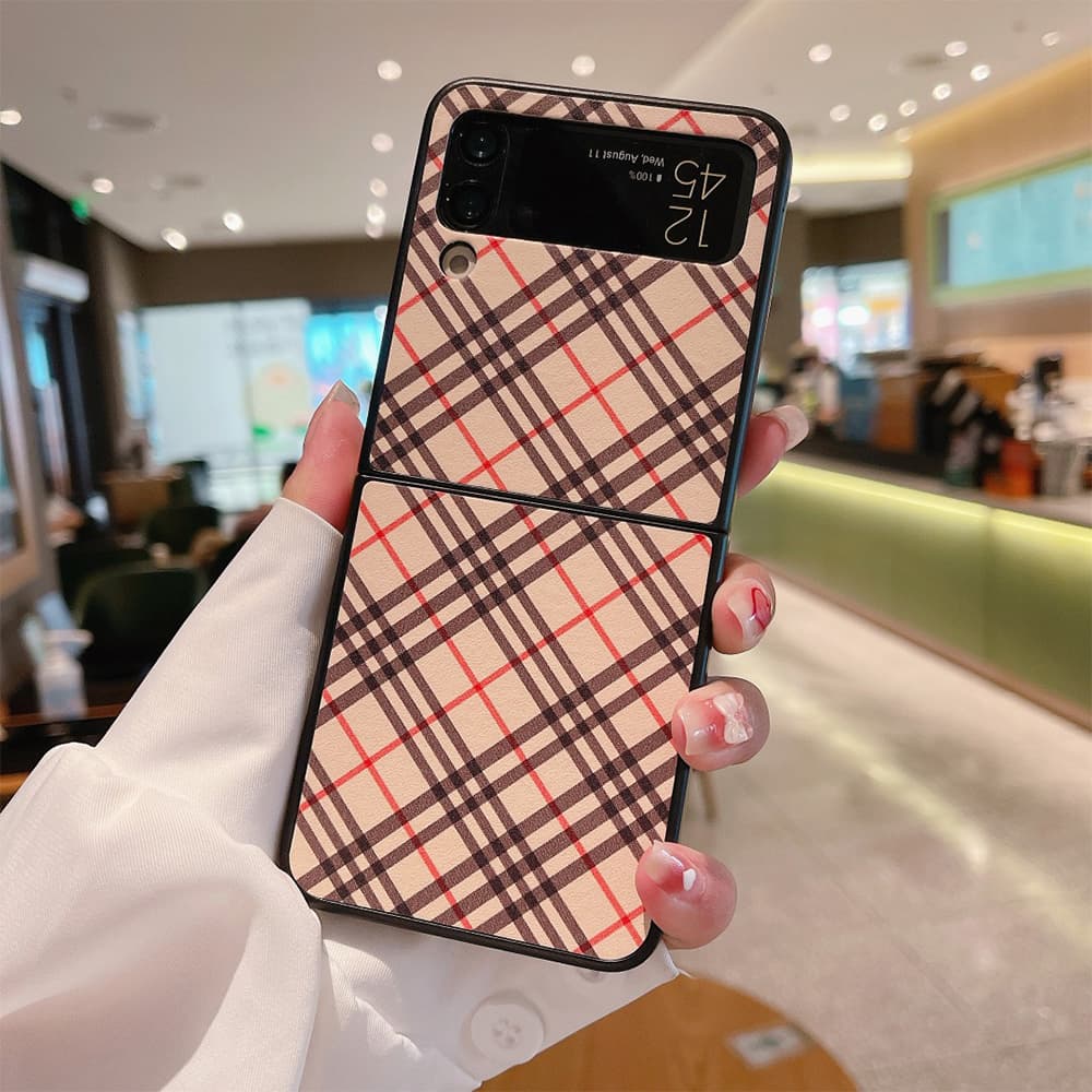 Burberry Vintage Check Leather Samsung Galaxy Z Flip Fold Case