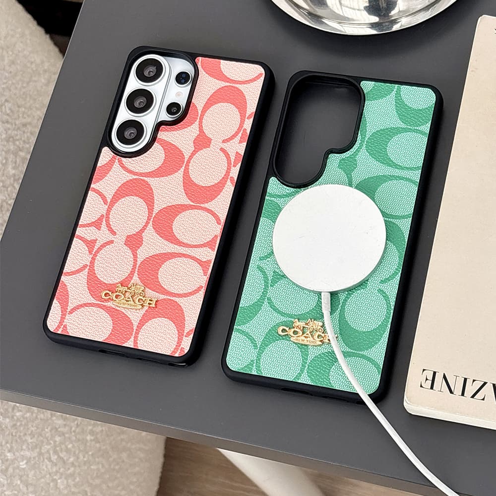Coach MagSafe Signature C Monogram Leather Samsung Galaxy S & iPhone Case