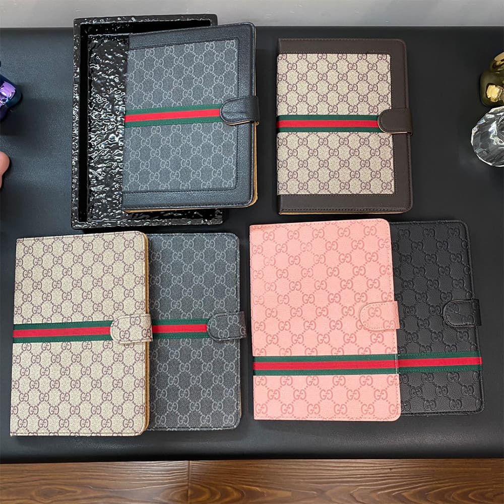 GUCCI Luxury iPad Case - GG Supreme with Red/Green Web & Card Slots (2018+ Models)