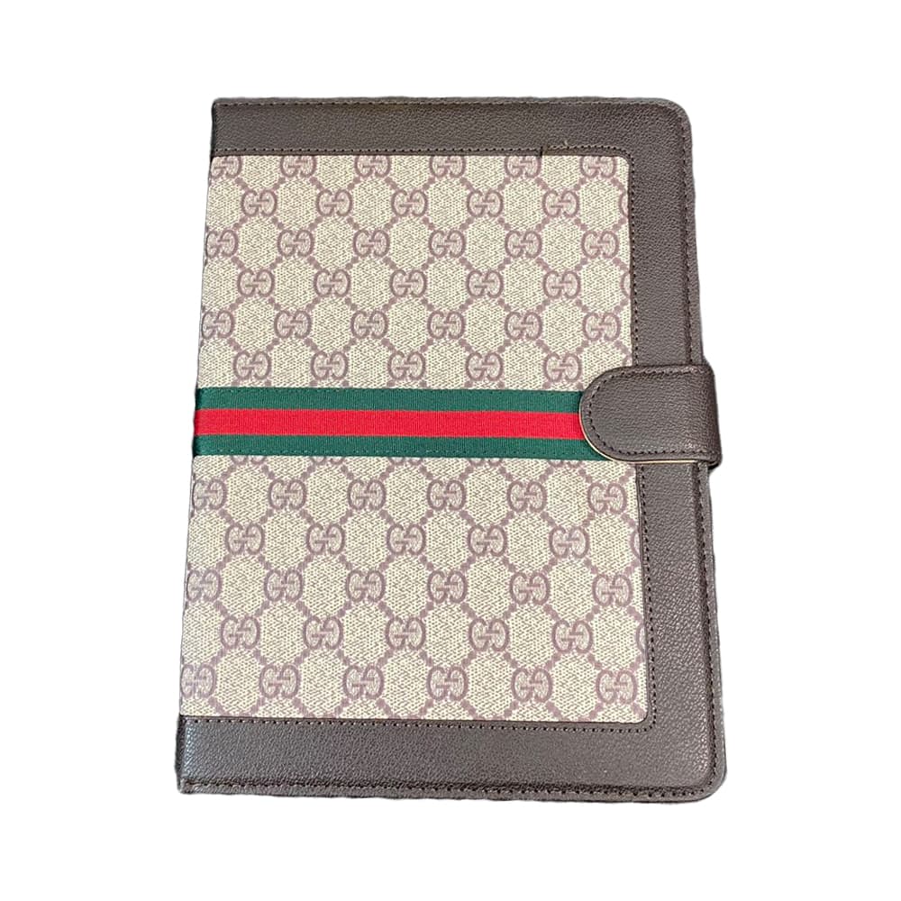 GUCCI Luxury iPad Case - GG Supreme with Red/Green Web & Card Slots (2018+ Models)
