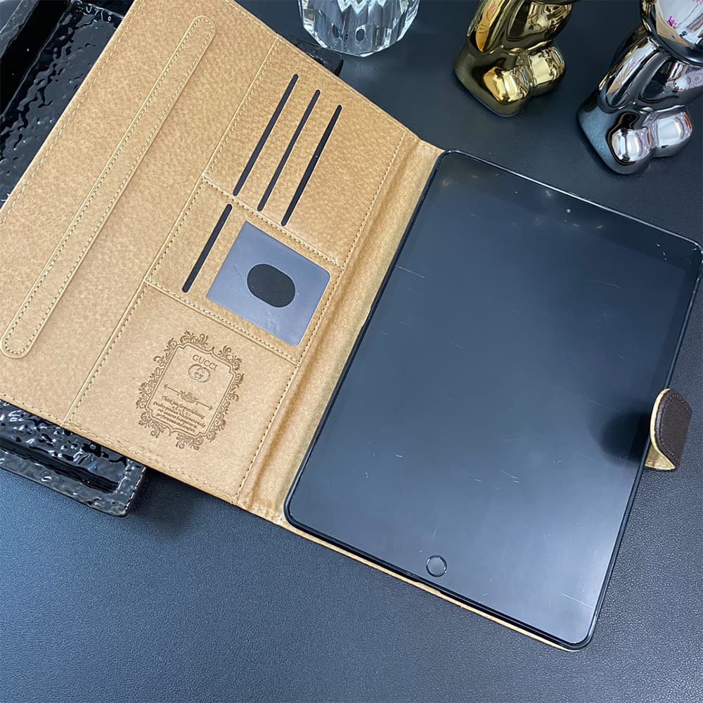 GUCCI Luxury iPad Case - GG Supreme with Red/Green Web & Card Slots (2018+ Models) GUCCI Luxury iPad Case - GG Supreme with Red/Green Web & Card Slots (2018+ Models)