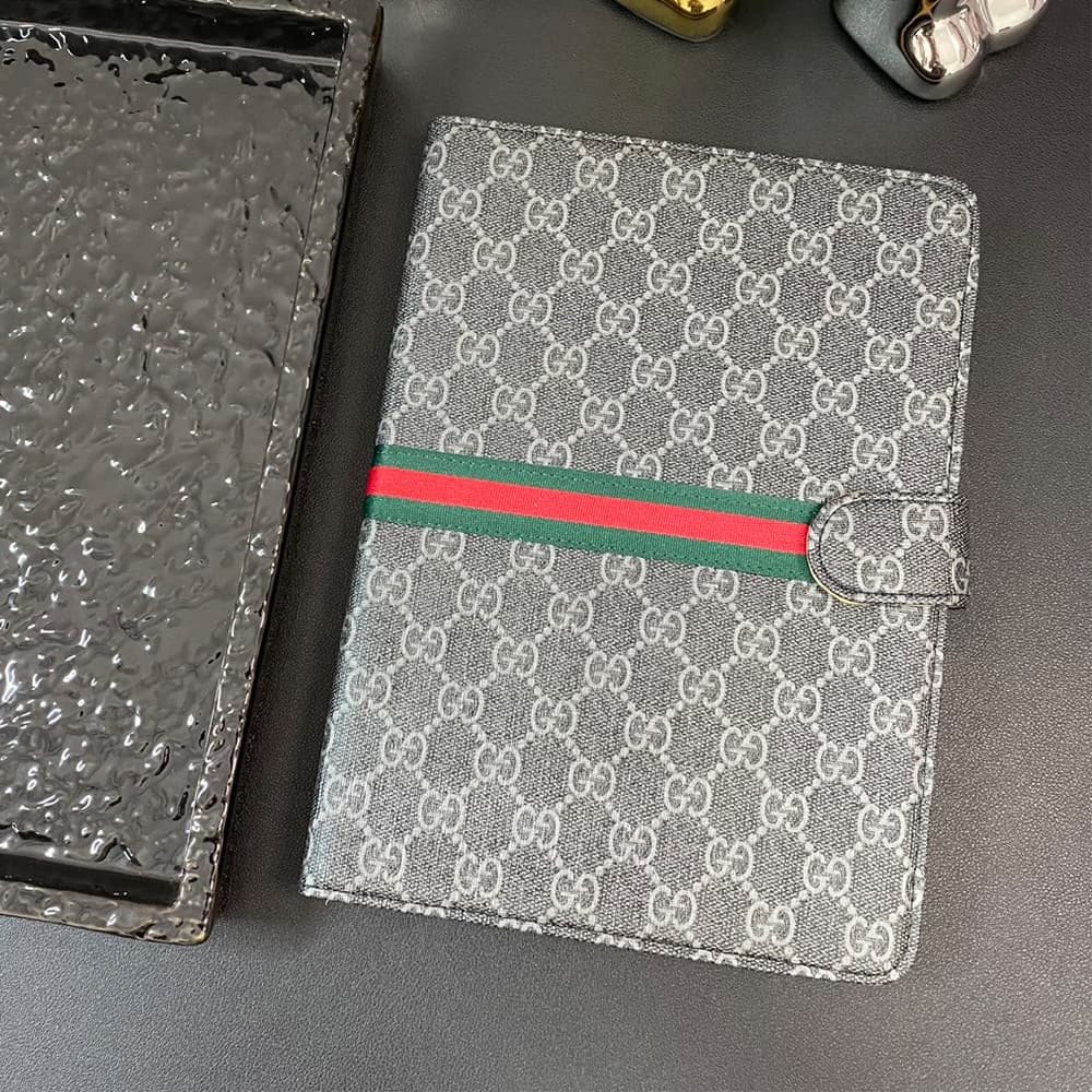 GUCCI Luxury iPad Case - GG Supreme with Red/Green Web & Card Slots (2018+ Models) GUCCI Luxury iPad Case - GG Supreme with Red/Green Web & Card Slots (2018+ Models)