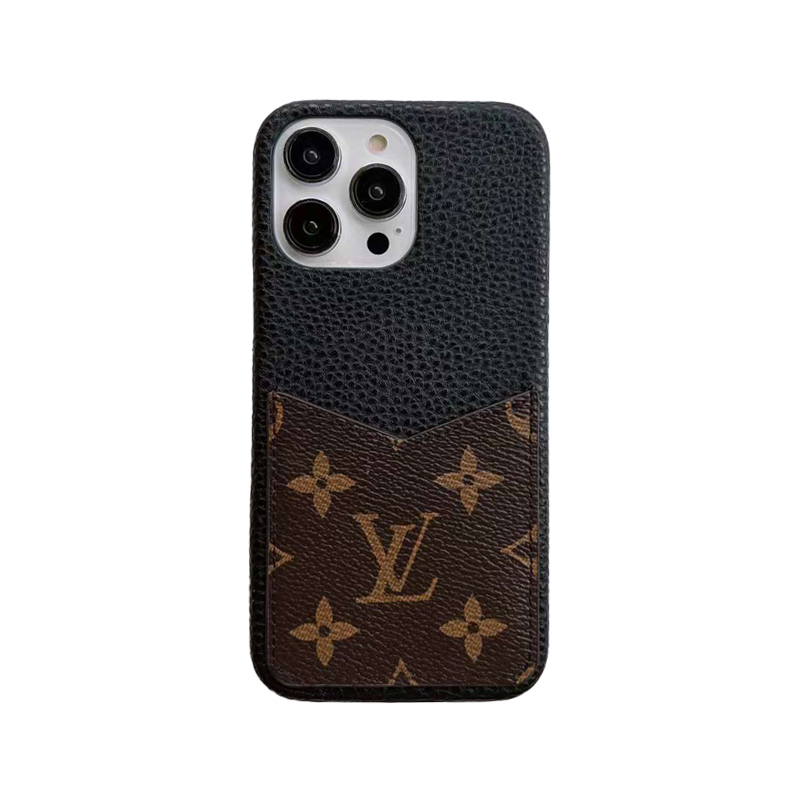 Luxury Louis Vuitton Inspired Phone Case for iPhone – Genuine Faux Leather with V-Card Slot