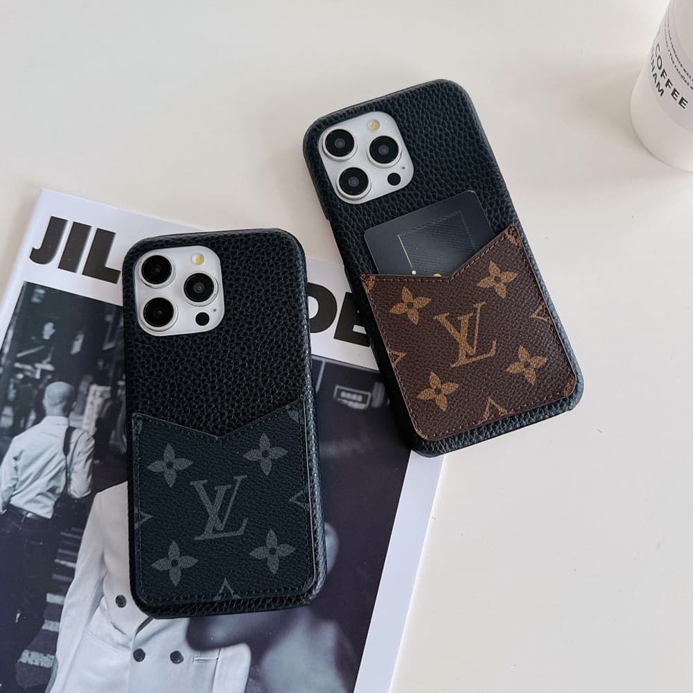 Louis Vuitton Luxury iPhone Case - Monogram Leather with Card Holder