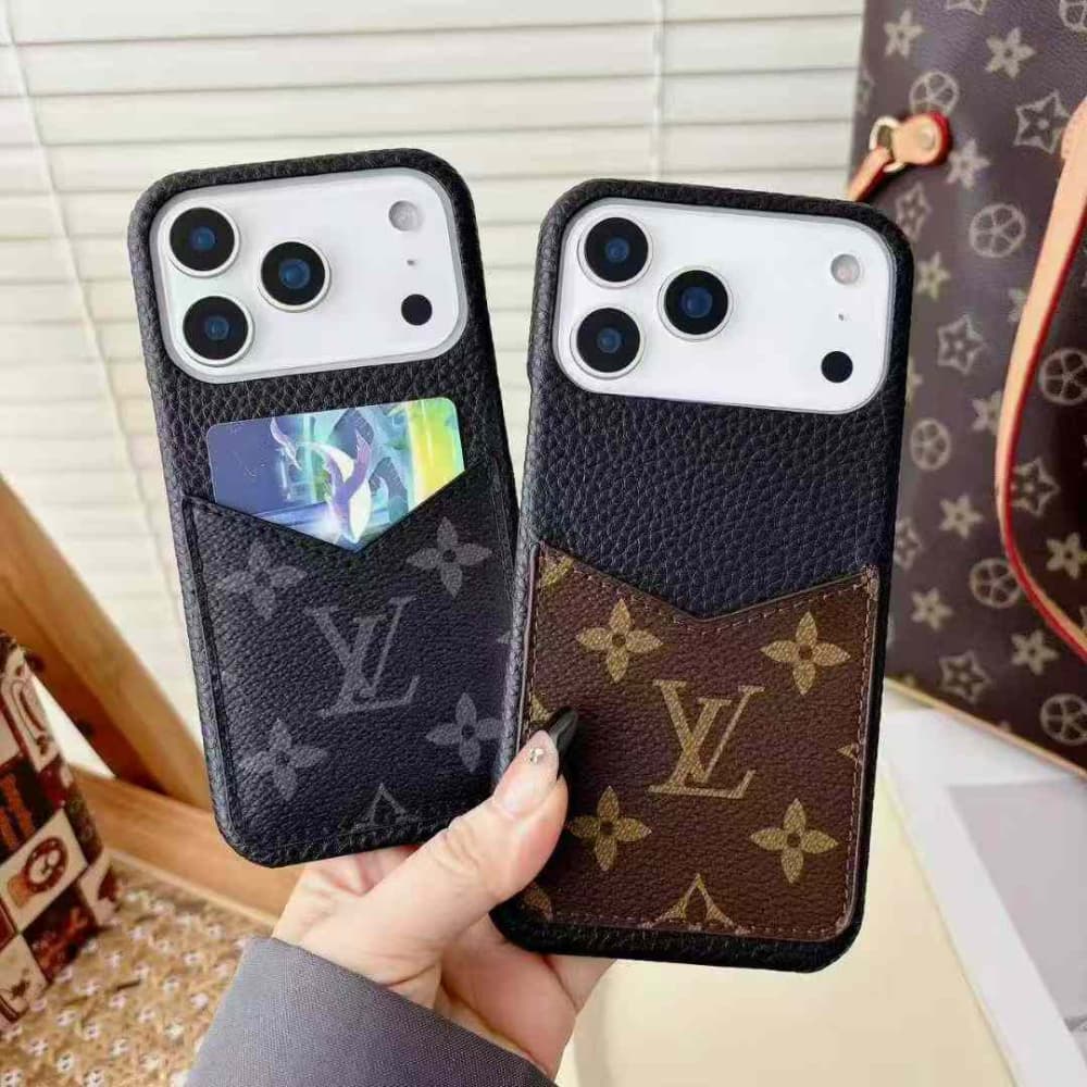 Louis Vuitton Luxury iPhone Case - Monogram Leather with Card Holder