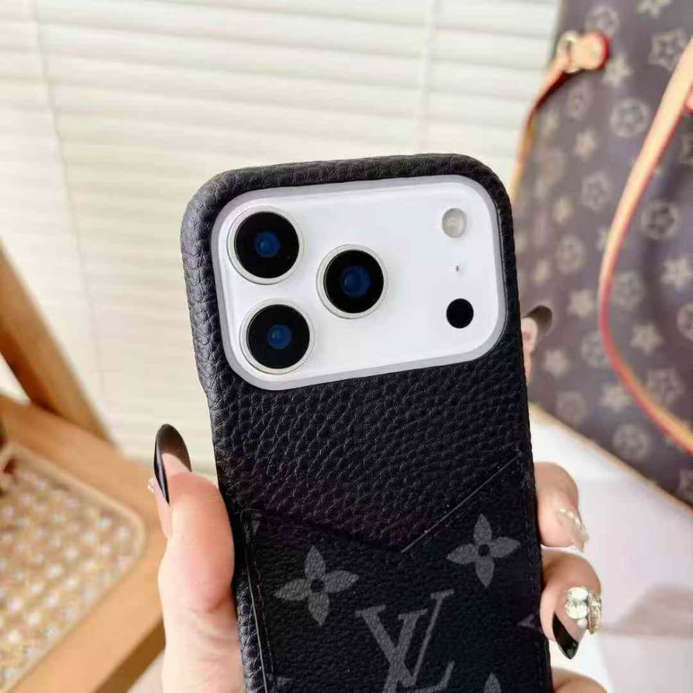 Louis Vuitton Luxury iPhone Case - Monogram Leather with Card Holder