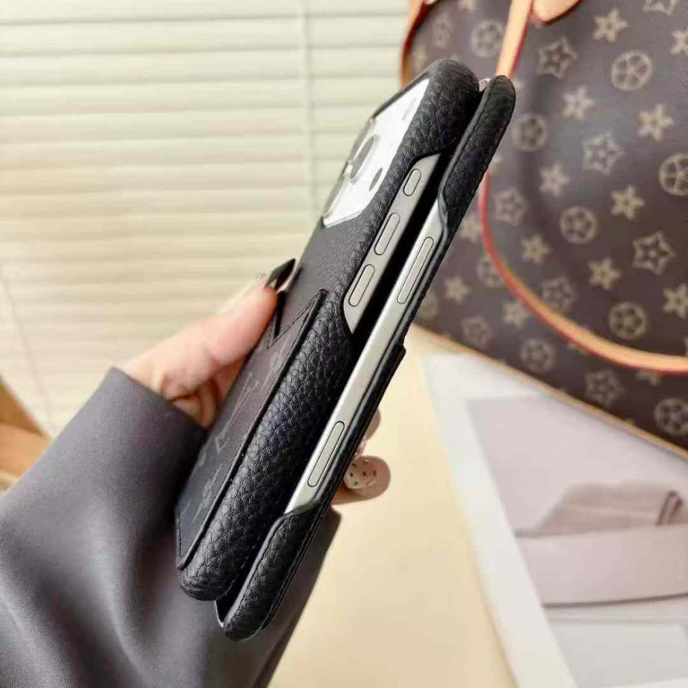 Louis Vuitton Luxury iPhone Case - Monogram Leather with Card Holder