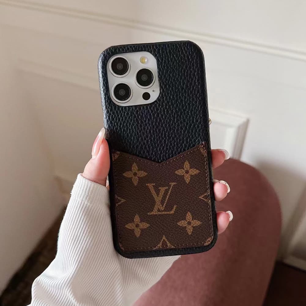 Louis Vuitton Luxury iPhone Case - Monogram Leather with Card Holder Louis Vuitton Luxury iPhone Case - Monogram Leather with Card Holder