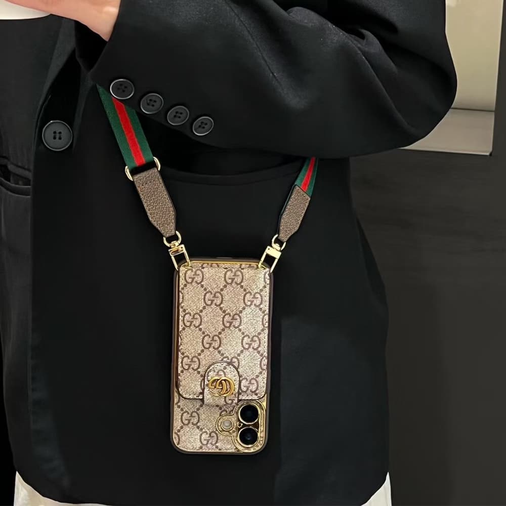 Designer Monogram iPhone Case Collection - LV/Gucci Luxury Cover with Card Holder & Detachable Lanyard Designer Monogram iPhone Case Collection - LV/Gucci Luxury Cover with Card Holder & Detachable Lanyard