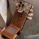 LV & Gucci Flip Card Holder & Crossbody Strap iPhone Case - Monogram Pattern
