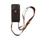 LV & Gucci Flip Card Holder & Crossbody Strap iPhone Case - Monogram Pattern