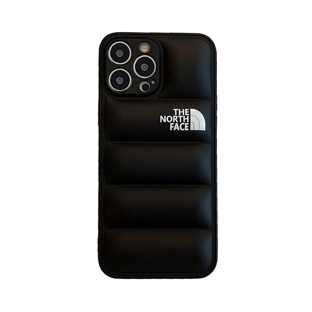 The North Face Puffer iPhone Case - Quilted Outdoor Design with TNF Logo (Multiple Colors)