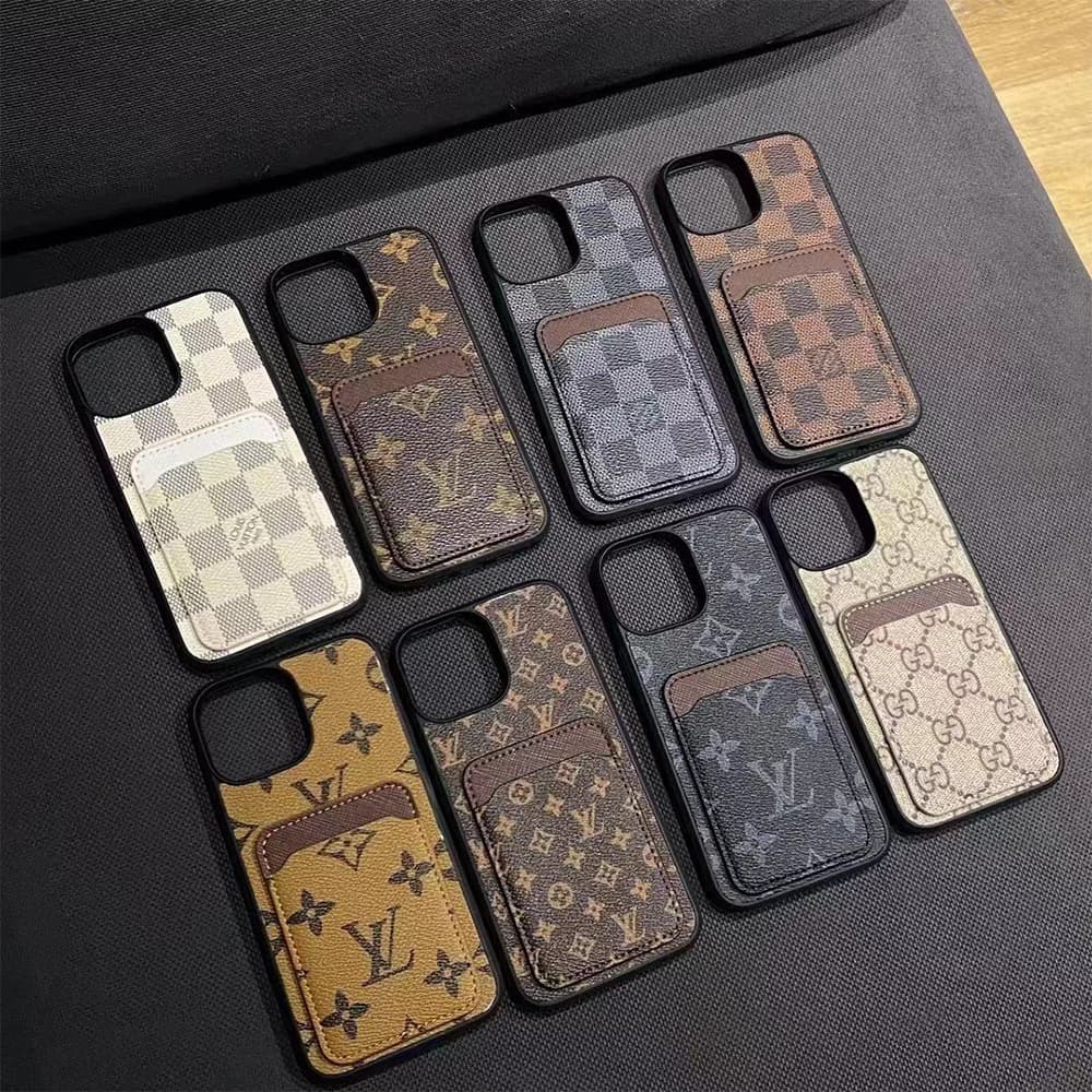Designer Monogram iPhone Case Collection - LV/Gucci Luxury Cover with Built-in Card Slot