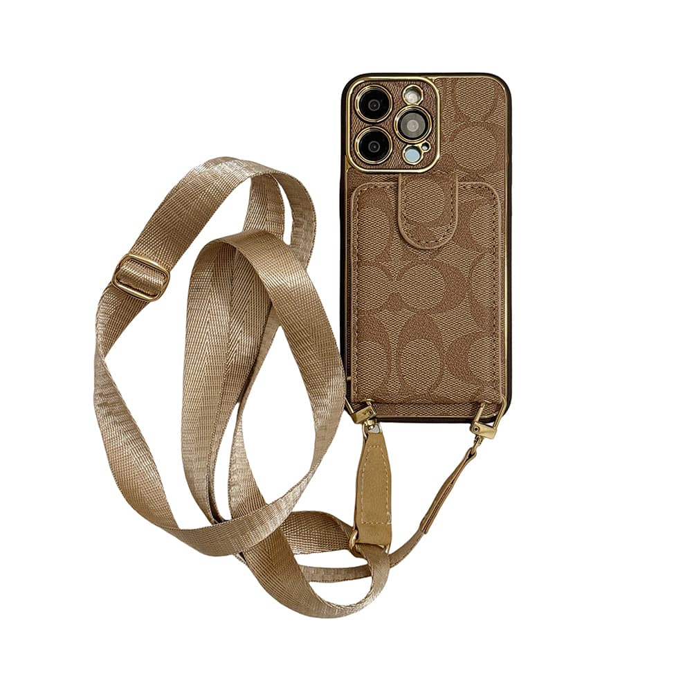 Coach Signature iPhone Case - Monogram Luxury Cover with Flip Wallet & Adjustable Lanyard