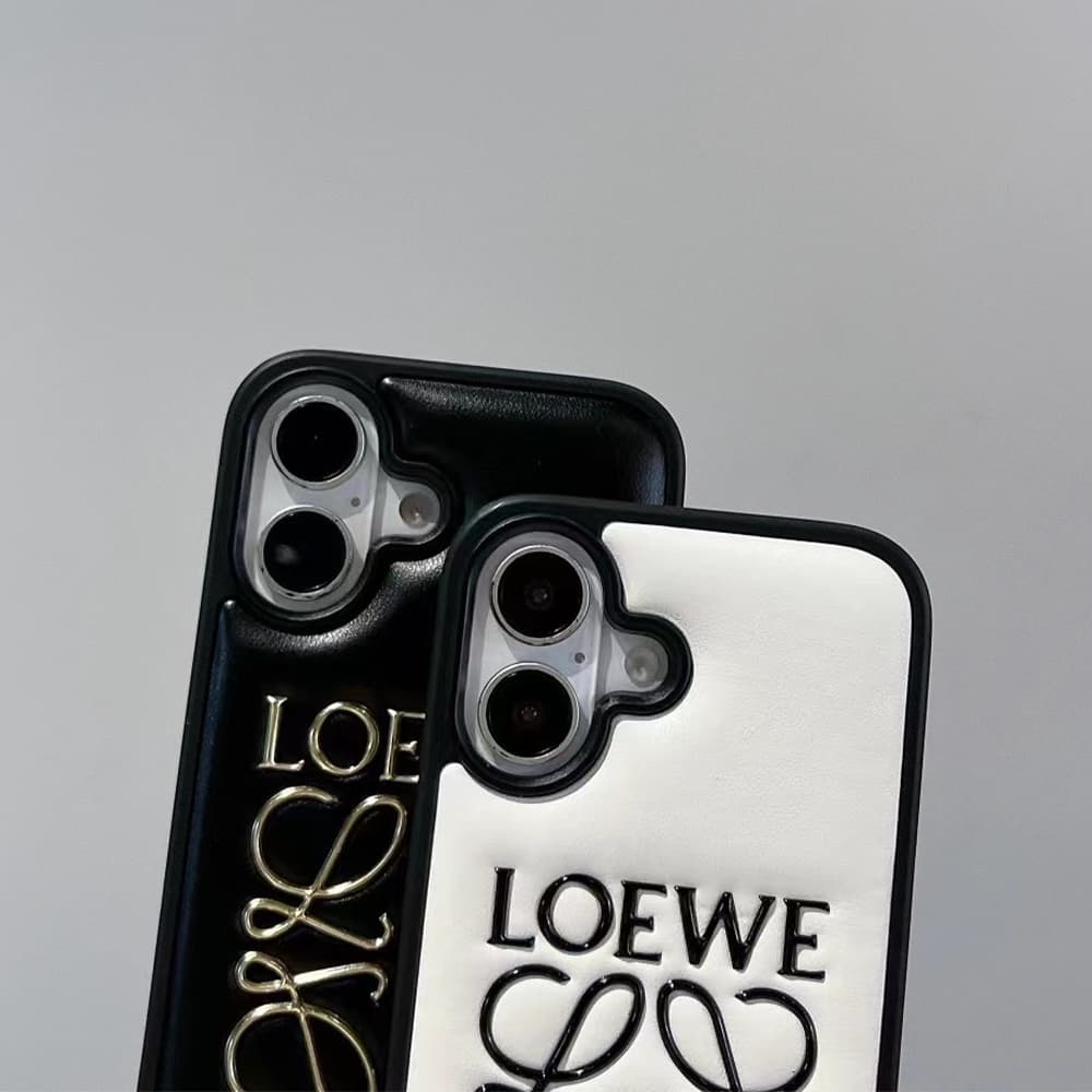LOEWE Minimalist iPhone Case - Embossed Logo Luxury Cover (Black/White) LOEWE Minimalist iPhone Case - Embossed Logo Luxury Cover (Black/White)