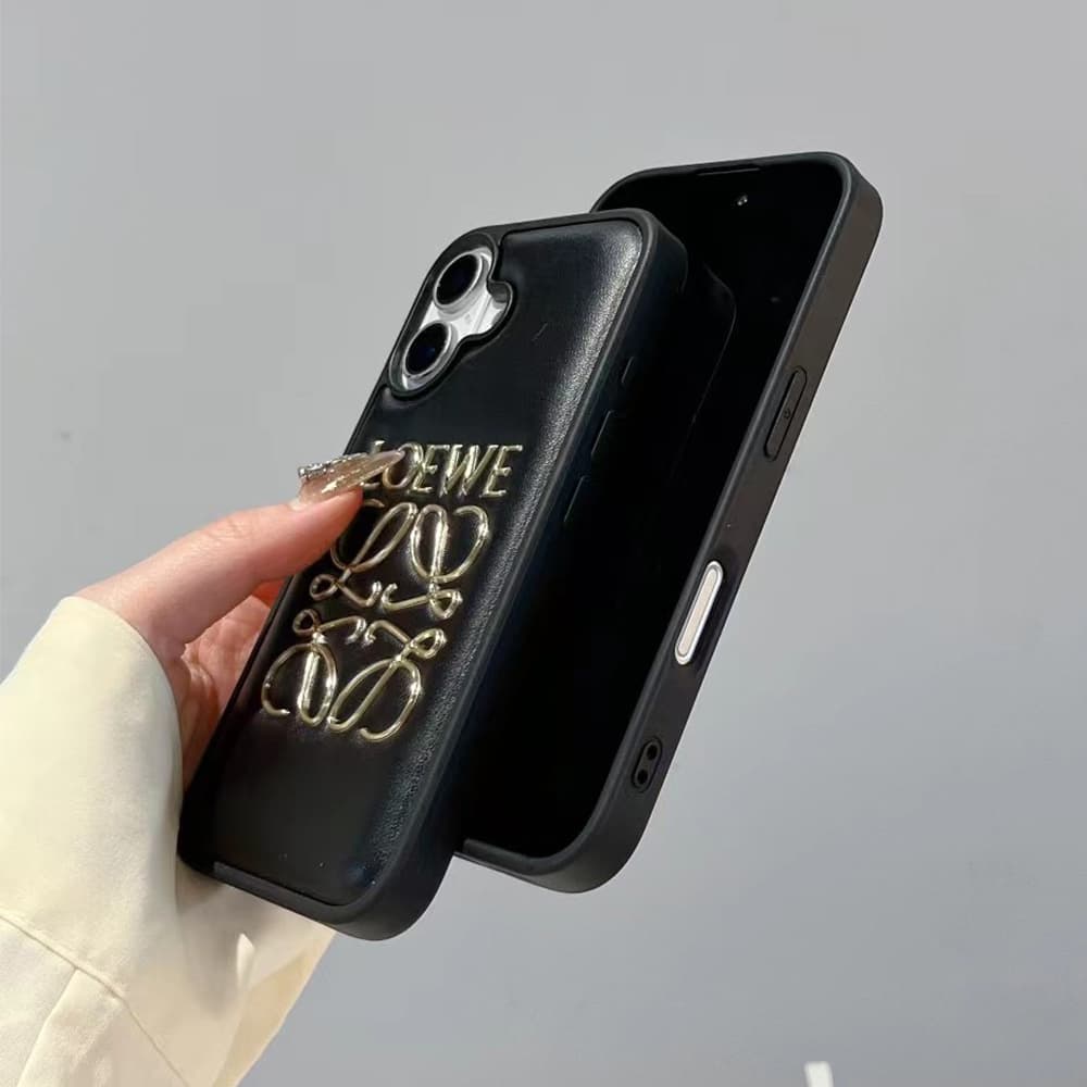 LOEWE Minimalist iPhone Case - Embossed Logo Luxury Cover (Black/White) LOEWE Minimalist iPhone Case - Embossed Logo Luxury Cover (Black/White)