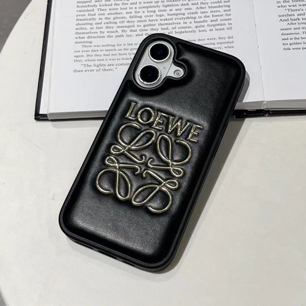 LOEWE Minimalist iPhone Case - Embossed Logo Luxury Cover (Black/White) LOEWE Minimalist iPhone Case - Embossed Logo Luxury Cover (Black/White)