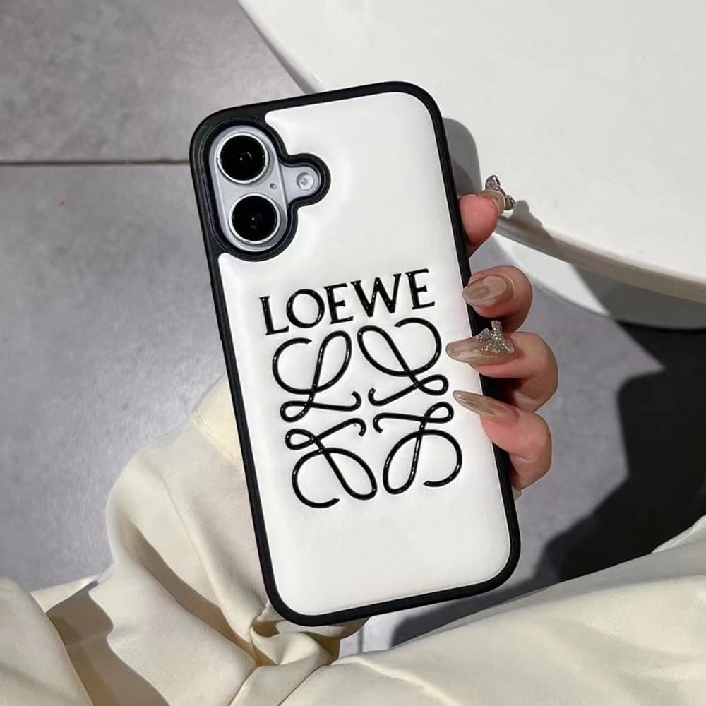 LOEWE Minimalist iPhone Case - Embossed Logo Luxury Cover (Black/White) LOEWE Minimalist iPhone Case - Embossed Logo Luxury Cover (Black/White)