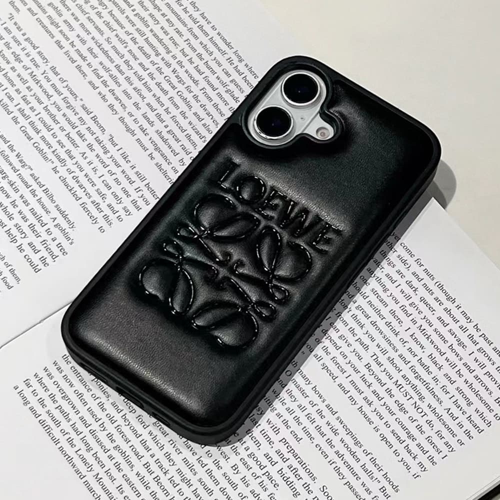LOEWE Minimalist iPhone Case - Embossed Logo Luxury Cover (Black/White) LOEWE Minimalist iPhone Case - Embossed Logo Luxury Cover (Black/White)