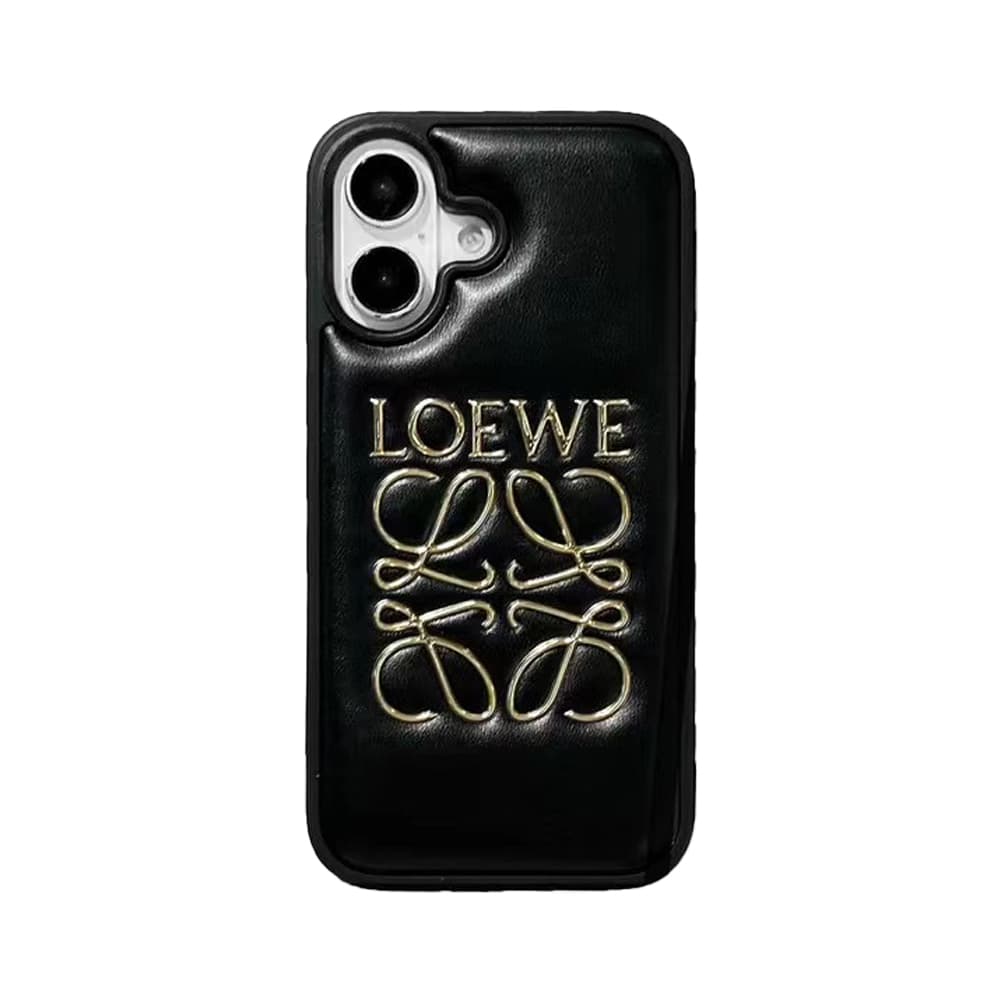 LOEWE Minimalist iPhone Case - Embossed Logo Luxury Cover (Black/White)