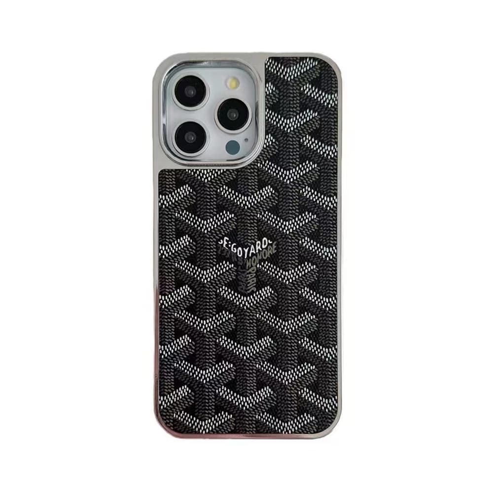 Goyard Luxury iPhone Case - Classic Chevron Design in 5 Colors (Pink/White/Black/Yellow/Green)