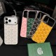 Goyard Y-Monogram Pattern with Silver Plated Frame iPhone Case