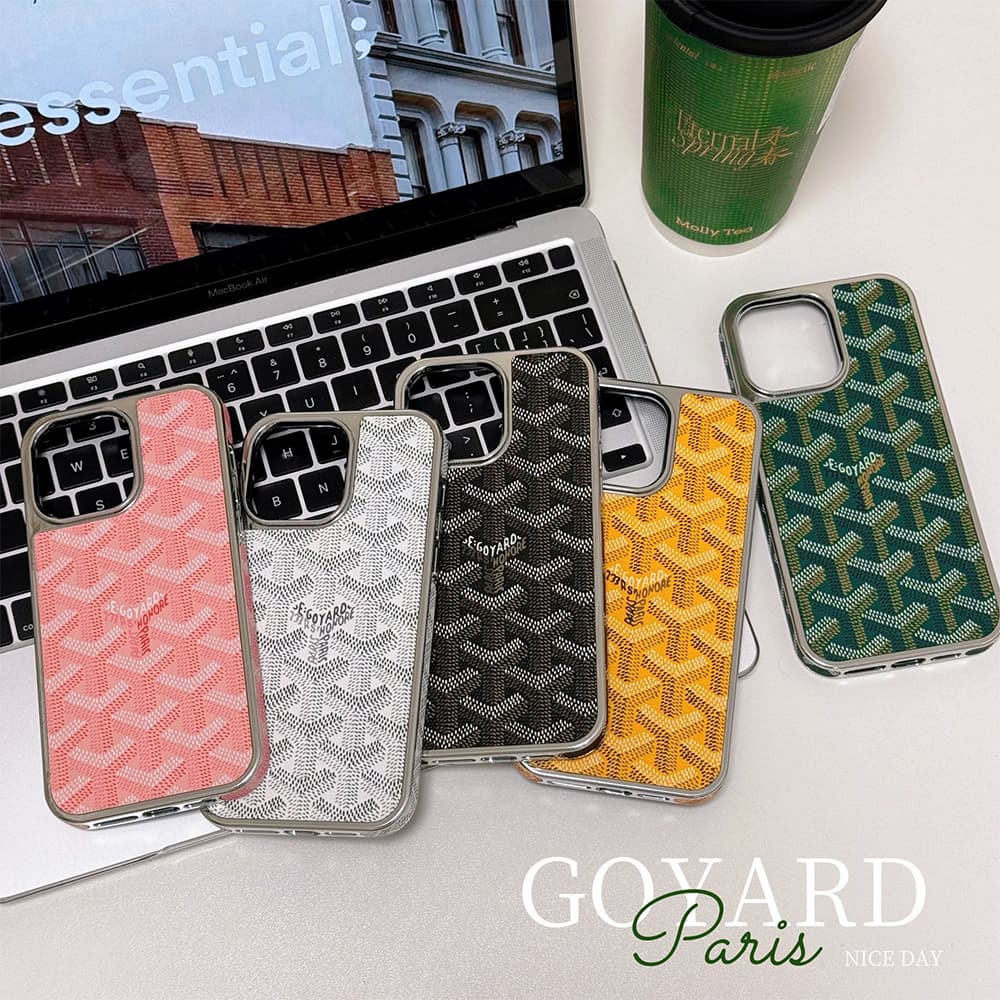 Goyard Y-Monogram Pattern with Silver Plated Frame iPhone Case