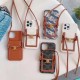Celine Triomphe Luxury iPhone Case - Floral Jacquard Crossbody Phone Purse with Card Slot Celine Triomphe Luxury iPhone Case - Floral Jacquard Crossbody Phone Purse with Card Slot