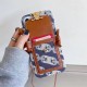 Celine Triomphe Luxury iPhone Case - Floral Jacquard Crossbody Phone Purse with Card Slot Celine Triomphe Luxury iPhone Case - Floral Jacquard Crossbody Phone Purse with Card Slot