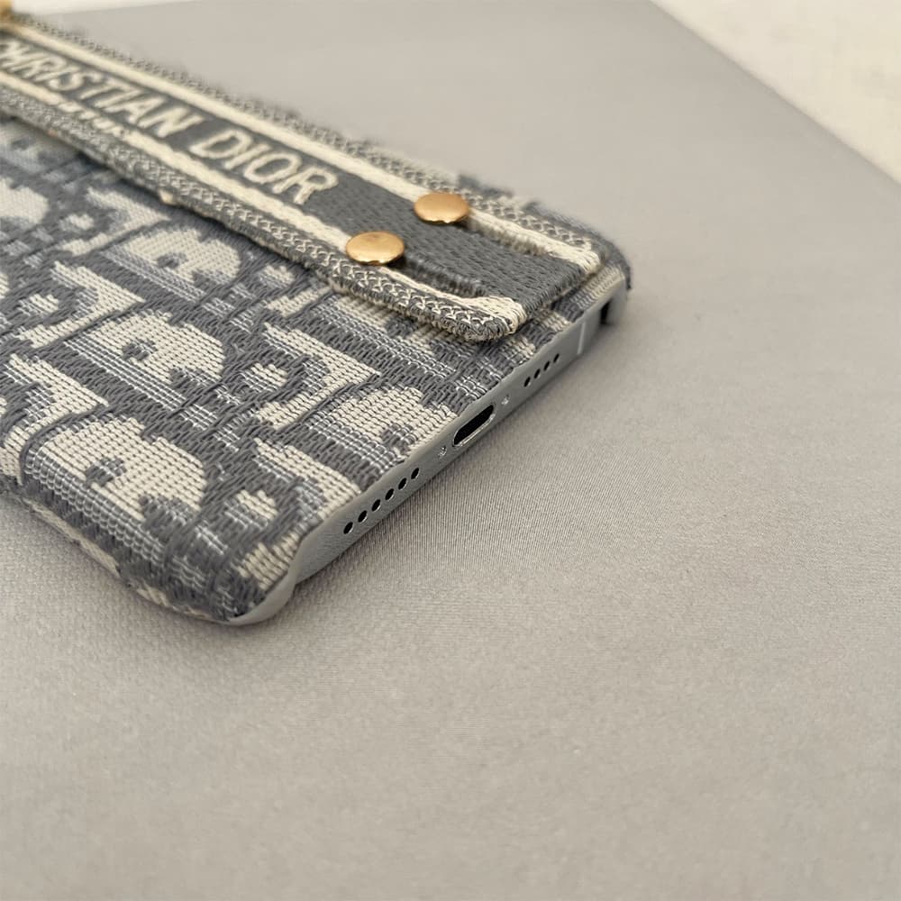 Dior Oblique Luxury iPhone Case - Signature Jacquard with Leather Wrist Strap Dior Oblique Luxury iPhone Case - Signature Jacquard with Leather Wrist Strap