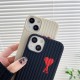 Ami Paris iPhone Case - Signature Heart Logo & Woven Texture Phone Cover (Black/White) Ami Paris iPhone Case - Signature Heart Logo & Woven Texture Phone Cover (Black/White)