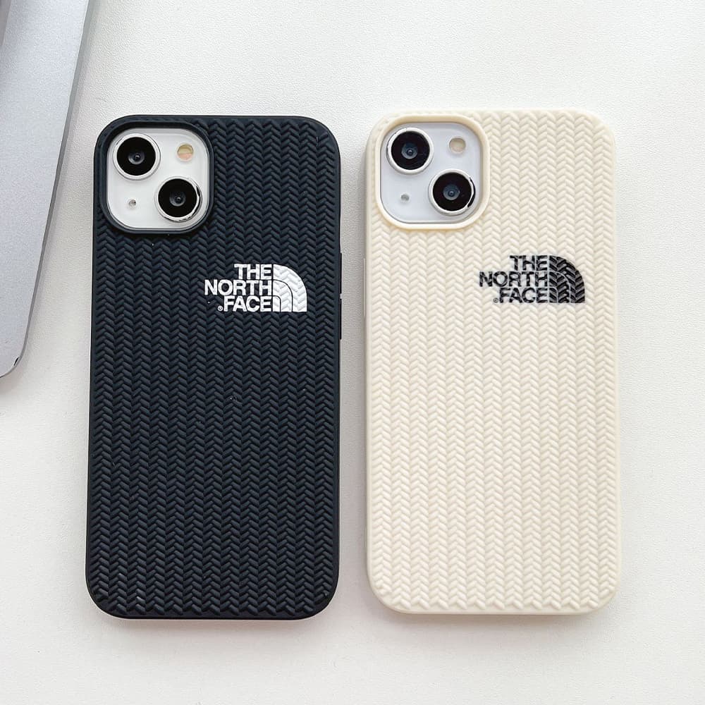 The North Face Luxury iPhone Case - Woven Texture with Logo (Black/Beige)