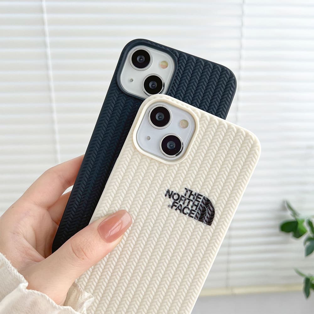 The North Face Luxury iPhone Case - Woven Texture with Logo (Black/Beige) The North Face Luxury iPhone Case - Woven Texture with Logo (Black/Beige)