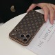 LV & Gucci Full Faux Leather Wrap with Gold Plated Frame iPhone Case