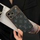 LV & Gucci Full Faux Leather Wrap with Gold Plated Frame iPhone Case