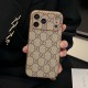 LV & Gucci Full Faux Leather Wrap with Gold Plated Frame iPhone Case