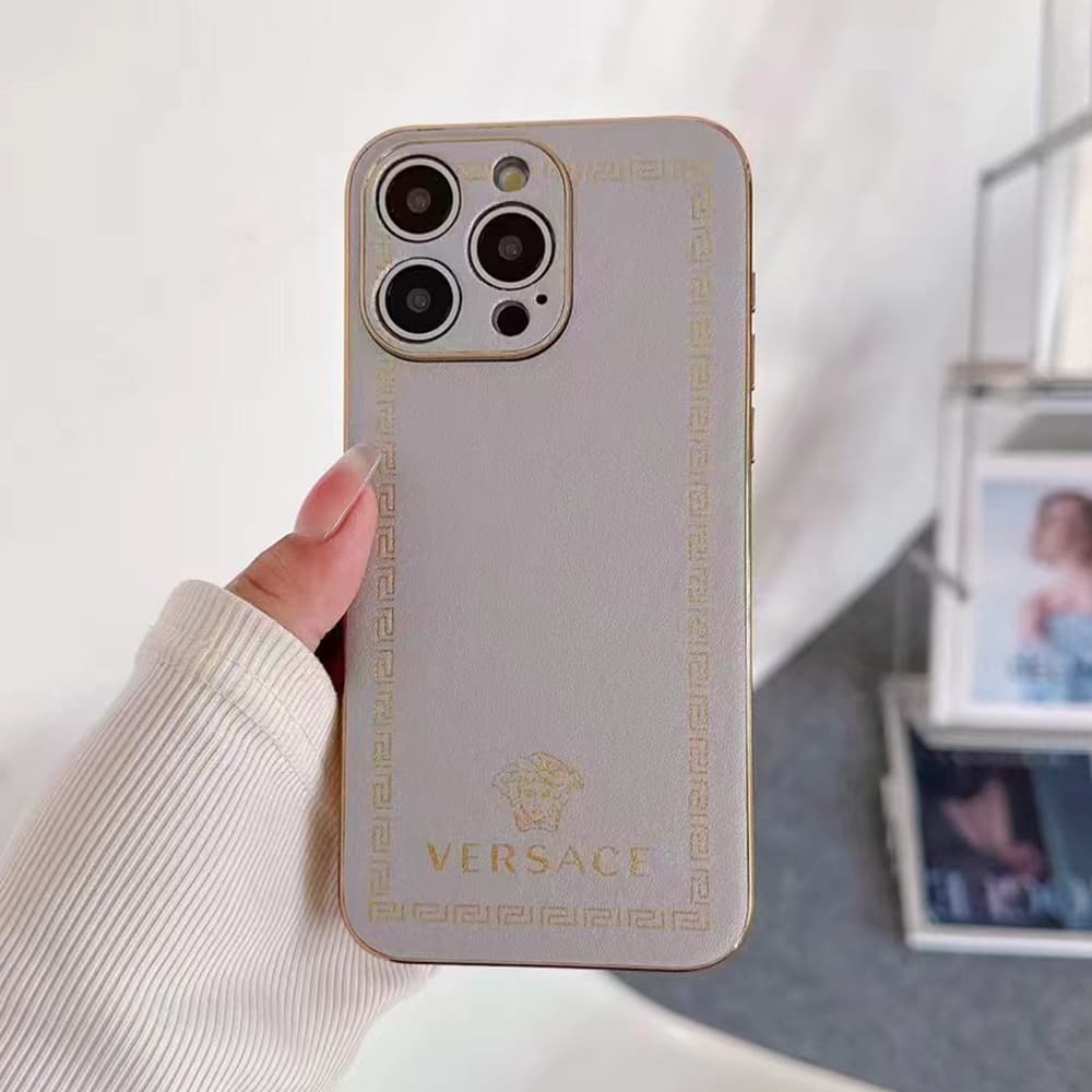 Versace Luxury iPhone Case - Medusa & Greek Key Design in 7 Colors (Gold Accent) Versace Luxury iPhone Case - Medusa & Greek Key Design in 7 Colors (Gold Accent)