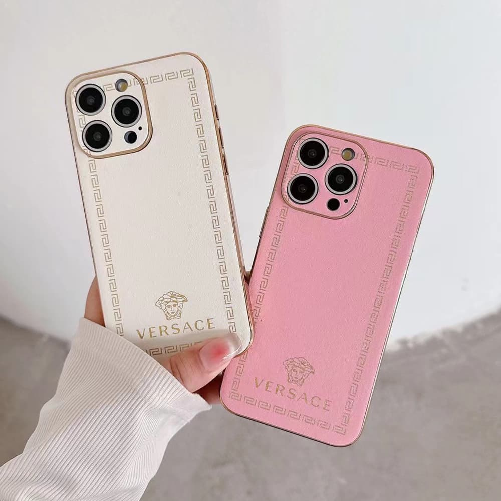 Versace Luxury iPhone Case - Medusa & Greek Key Design in 7 Colors (Gold Accent) Versace Luxury iPhone Case - Medusa & Greek Key Design in 7 Colors (Gold Accent)