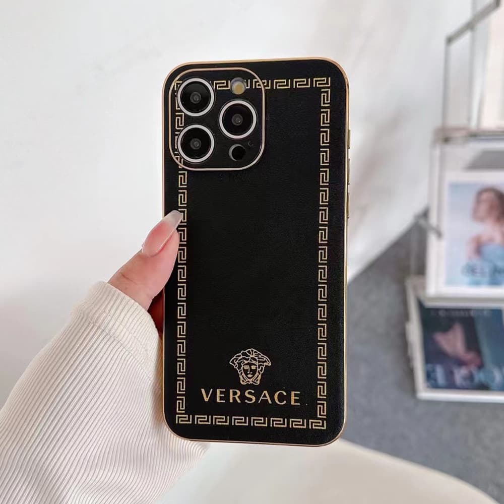 Versace Luxury iPhone Case - Medusa & Greek Key Design in 7 Colors (Gold Accent) Versace Luxury iPhone Case - Medusa & Greek Key Design in 7 Colors (Gold Accent)