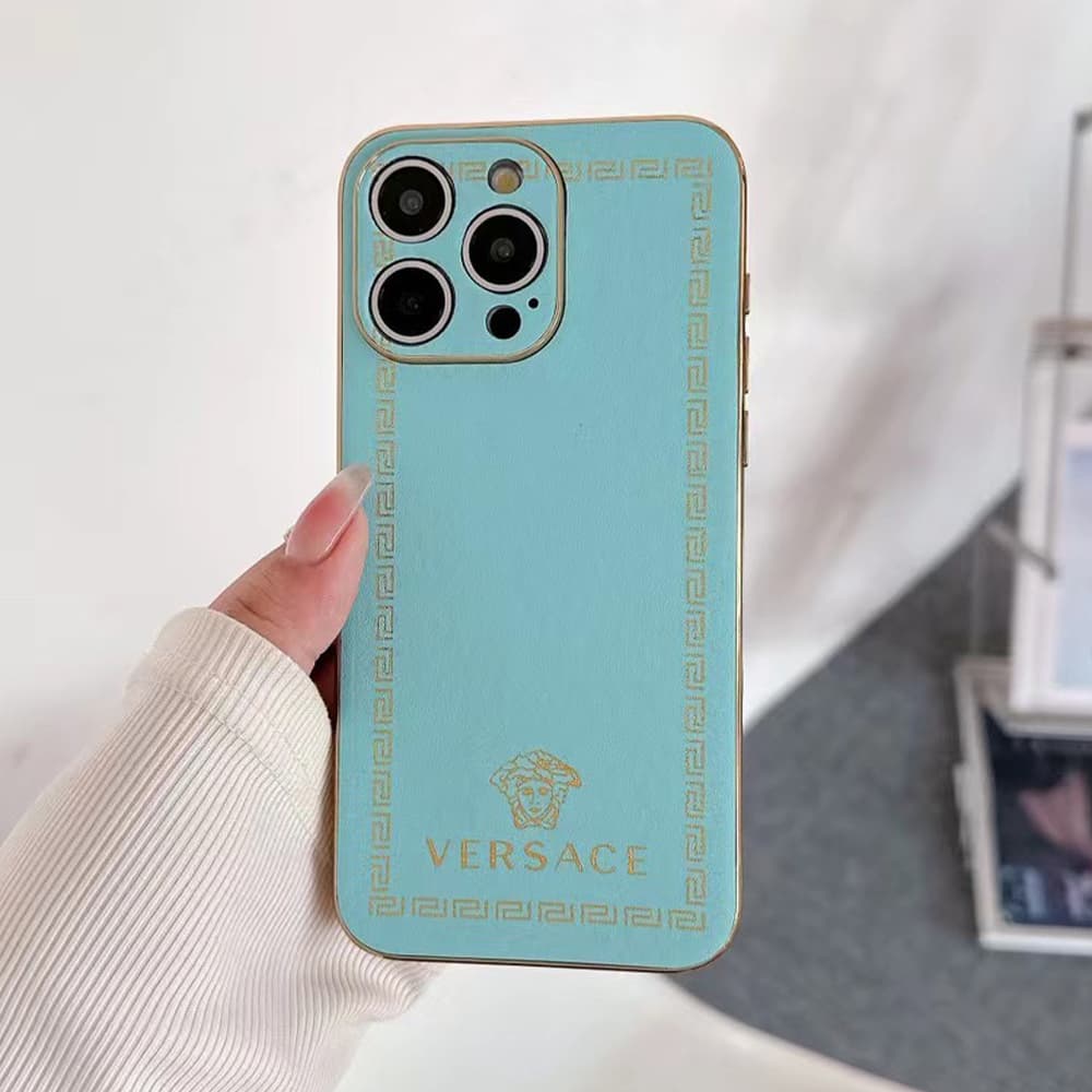 Versace Luxury iPhone Case - Medusa & Greek Key Design in 7 Colors (Gold Accent) Versace Luxury iPhone Case - Medusa & Greek Key Design in 7 Colors (Gold Accent)