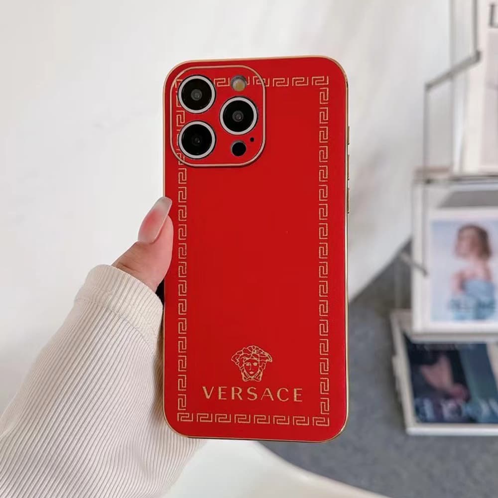 Versace Luxury iPhone Case - Medusa & Greek Key Design in 7 Colors (Gold Accent) Versace Luxury iPhone Case - Medusa & Greek Key Design in 7 Colors (Gold Accent)