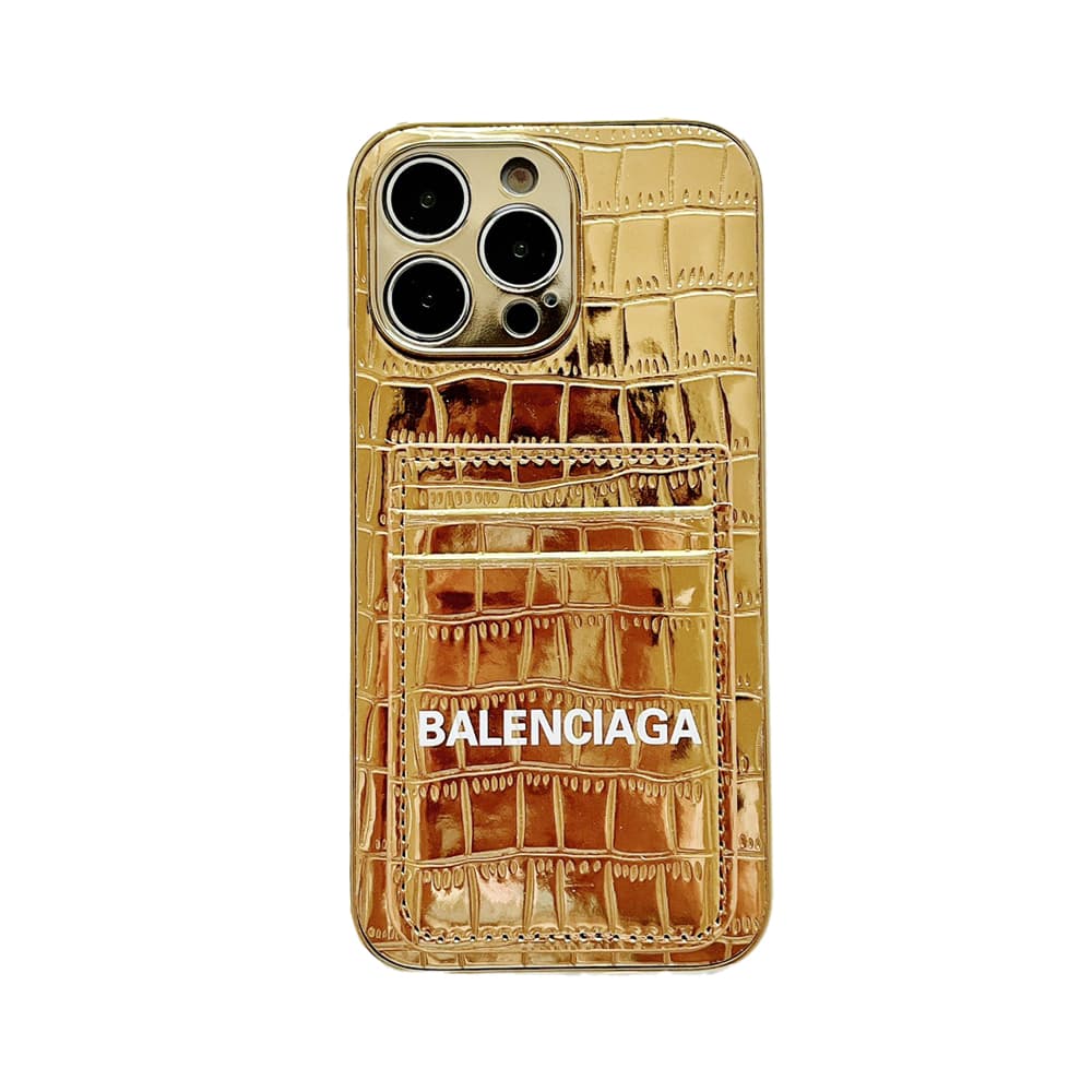 Balenciaga Luxury iPhone Case - Crocodile Texture with Dual Card Slots (Designer Wallet Case)