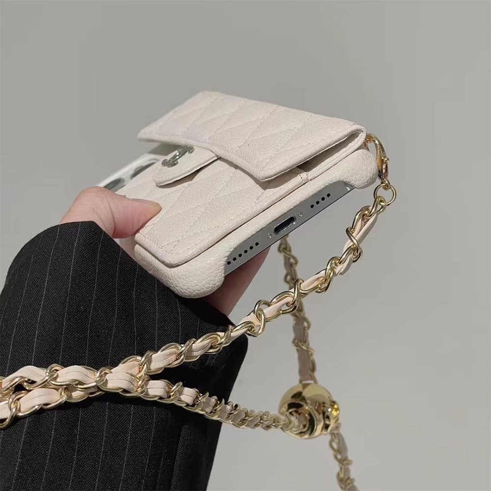 Chanel iPhone Case with Chain Strap - CC Logo & Quilted Design Luxury Cover for iPhone + Card Holder Chanel iPhone Case with Chain Strap - CC Logo & Quilted Design Luxury Cover for iPhone + Card Holder