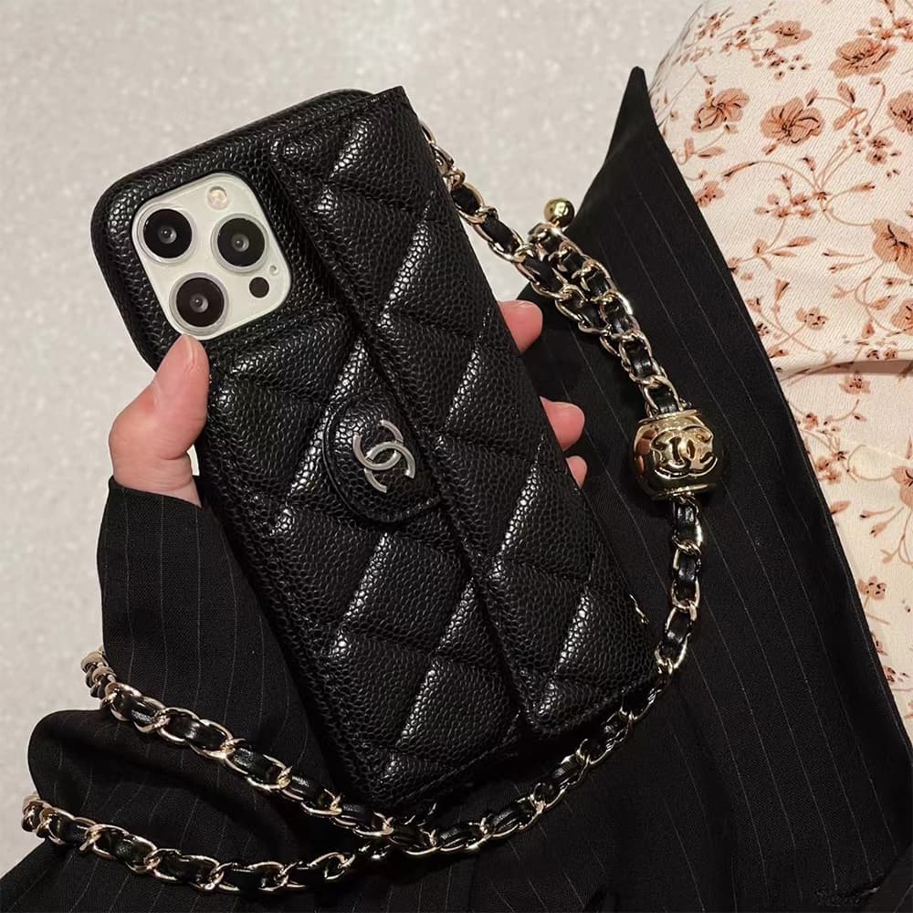 Chanel iPhone Case with Chain Strap - CC Logo & Quilted Design Luxury Cover for iPhone + Card Holder Chanel iPhone Case with Chain Strap - CC Logo & Quilted Design Luxury Cover for iPhone + Card Holder