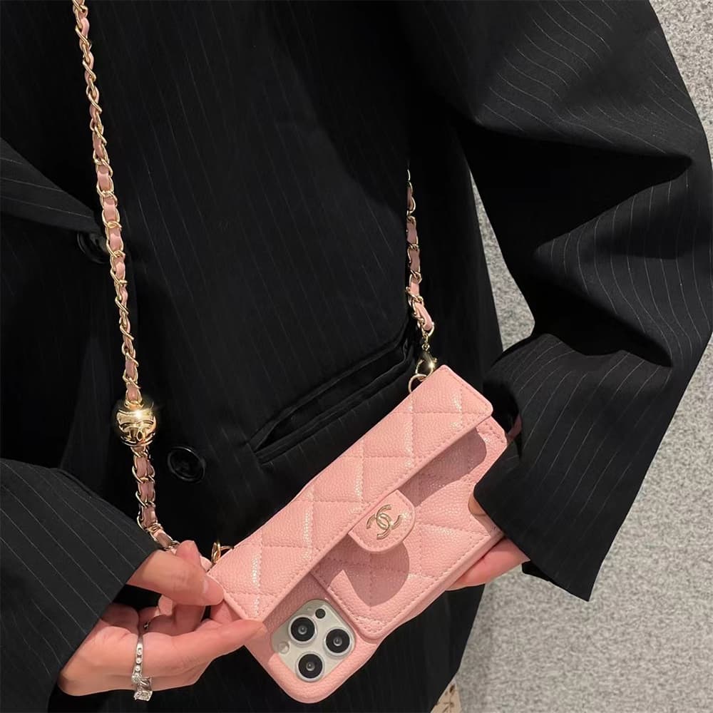 Chanel iPhone Case with Chain Strap - CC Logo & Quilted Design Luxury Cover for iPhone + Card Holder Chanel iPhone Case with Chain Strap - CC Logo & Quilted Design Luxury Cover for iPhone + Card Holder