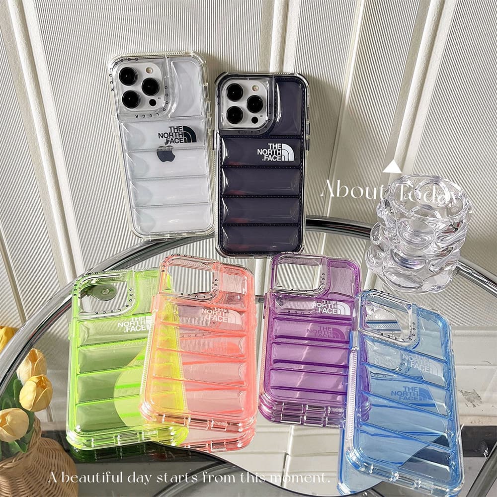 The North Face Clear Phone Case - Puffer-Quilted Design & Colorful TPU Cover for iPhone