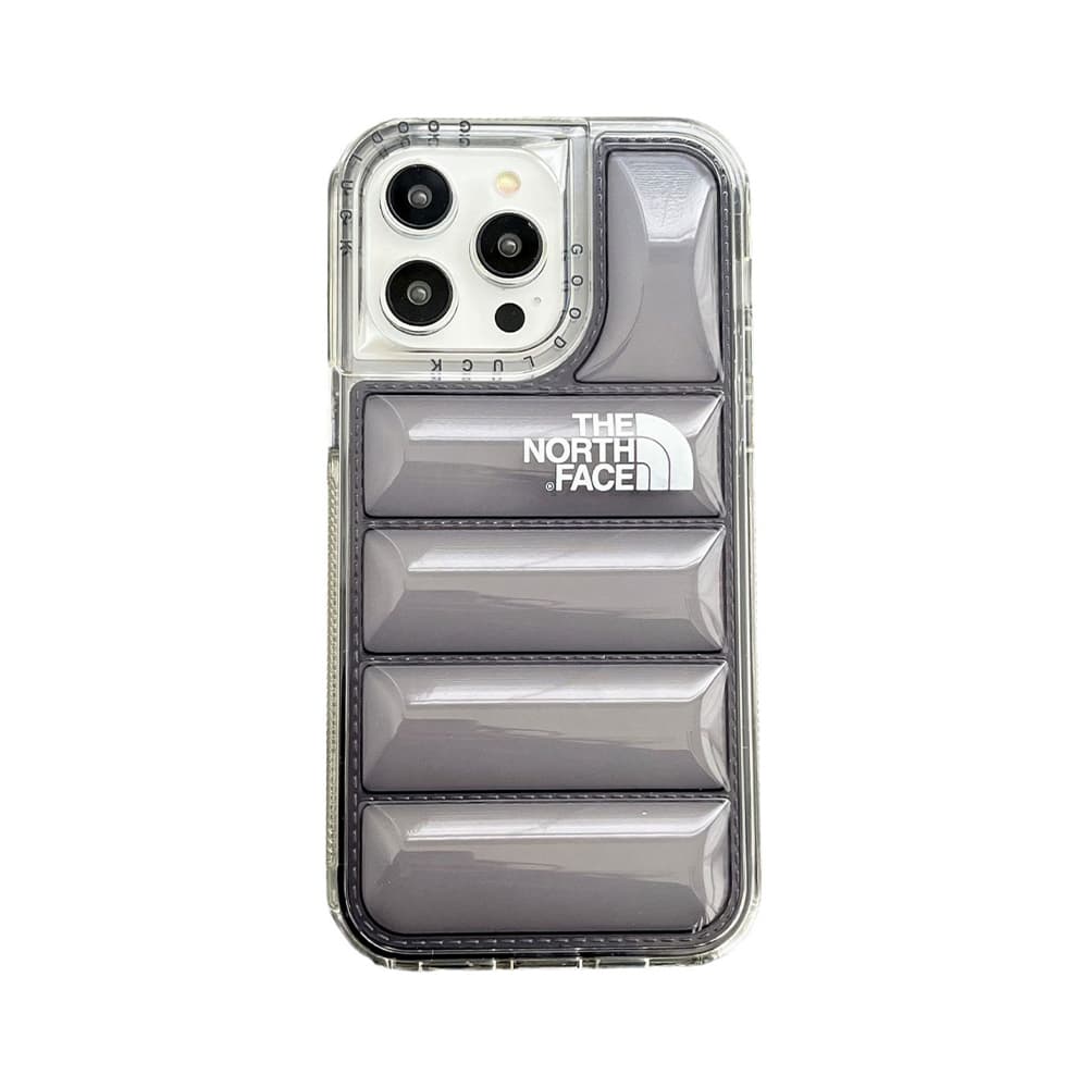 The North Face Clear Phone Case - Puffer-Quilted Design & Colorful TPU Cover for iPhone