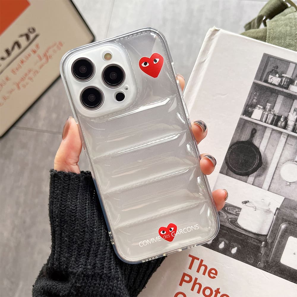 Comme des Garçons Heart Logo Phone Case - Transparent Quilted TPU Cover for iPhone Comme des Garçons Heart Logo Phone Case - Transparent Quilted TPU Cover for iPhone